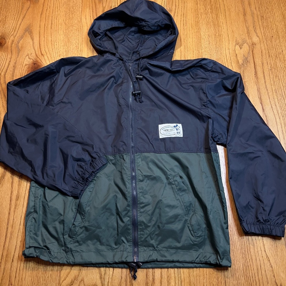 Vintage Walt Disney World Small Windbreaker‎ Nylon 1/4 Zip Hood Mickey Mouse